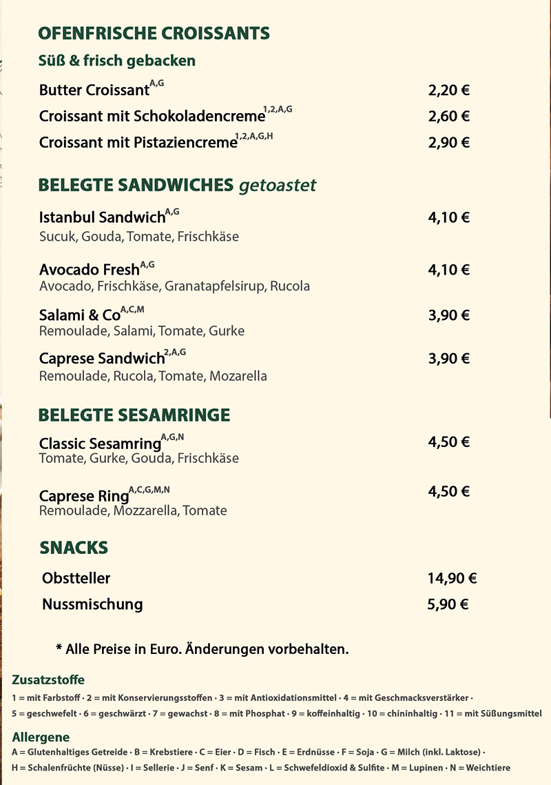 Croissants und Sesamringe